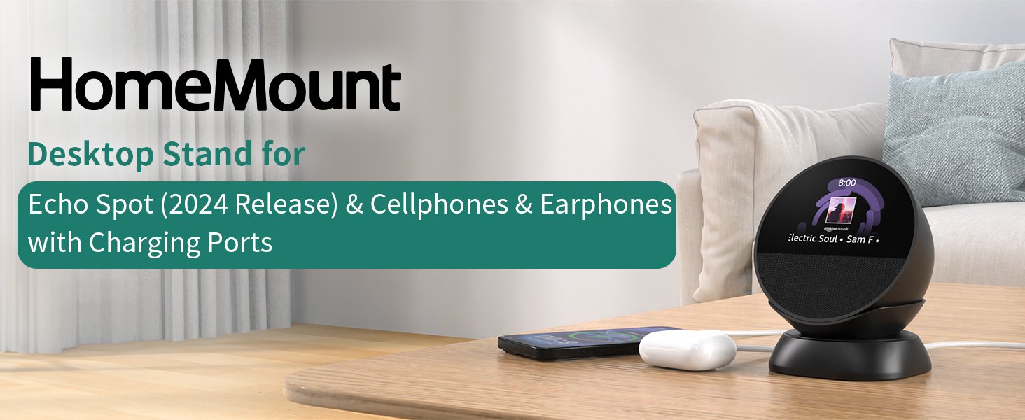 Echo Spot stand with charging ports