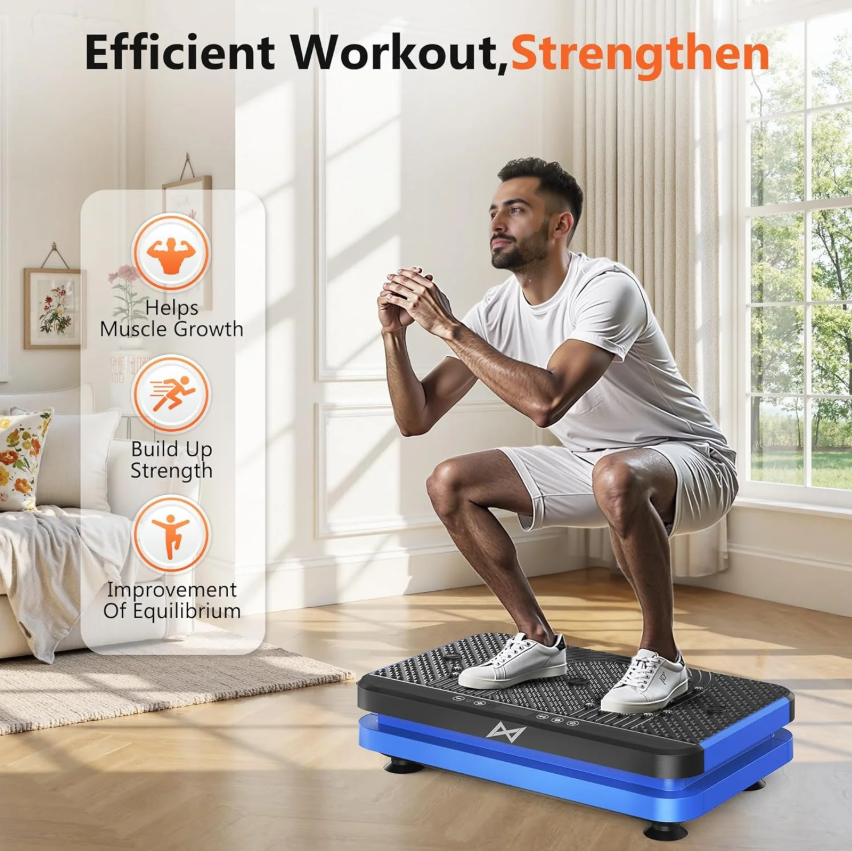 AXV Vibration Plate Fitness Platform Exercise Machine Vibrating Lymphatic Drainage Shaking Full Body Shaker Workout Vibrate Stand Shake Board Sport Gym for Weight Loss Fat Burner for Women Men